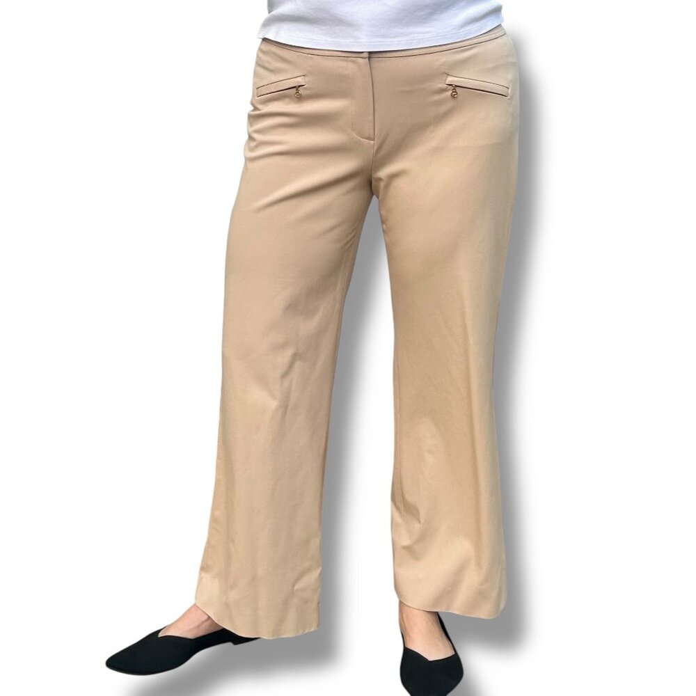 St. John Sport Tan Straight Leg Pants Slacks Classic Preppy Career Corpcore